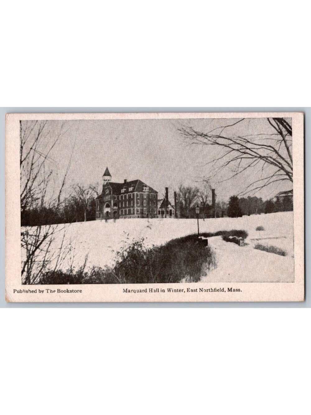 Antique Postcard Marquard Hall Winter East Northfield Mass MA 1922 Frank Swallow